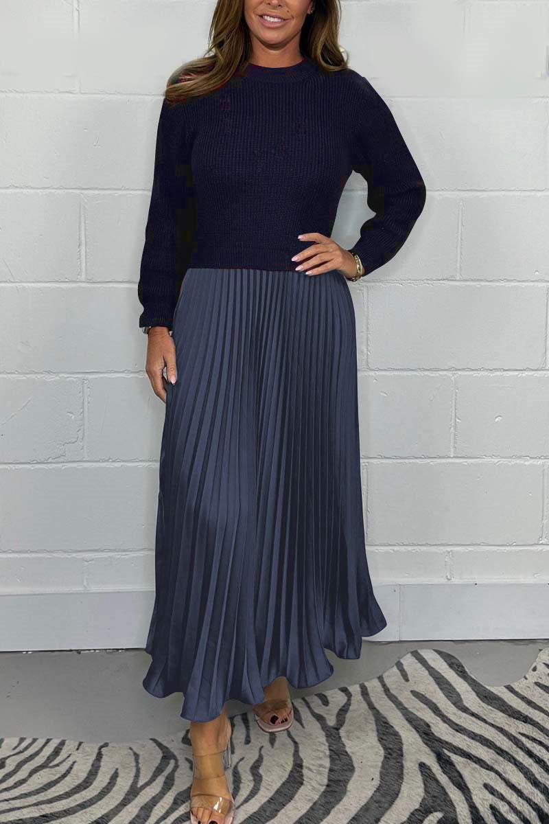 EMILIA | LONG SWEATER WITH PLEATED SKIRT