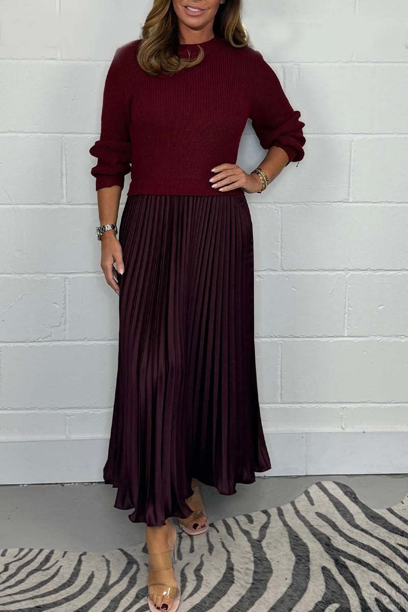 EMILIA | LONG SWEATER WITH PLEATED SKIRT