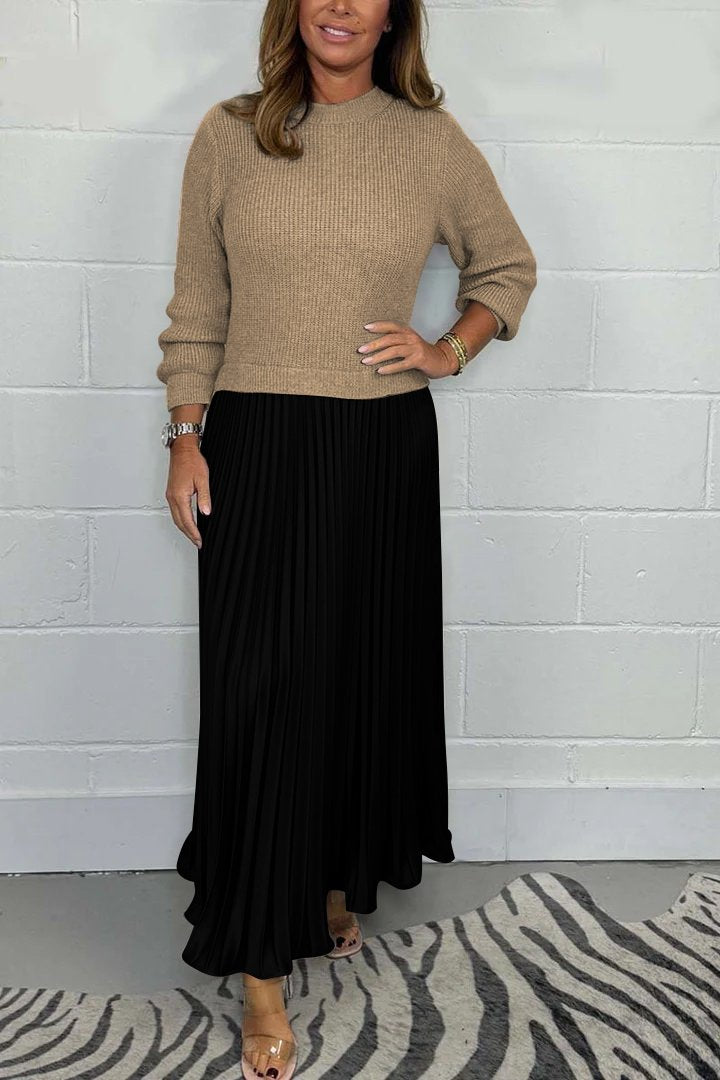 EMILIA | LONG SWEATER WITH PLEATED SKIRT