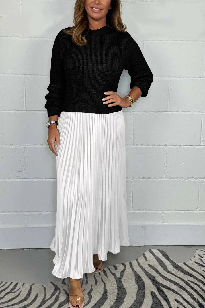 EMILIA | LONG SWEATER WITH PLEATED SKIRT