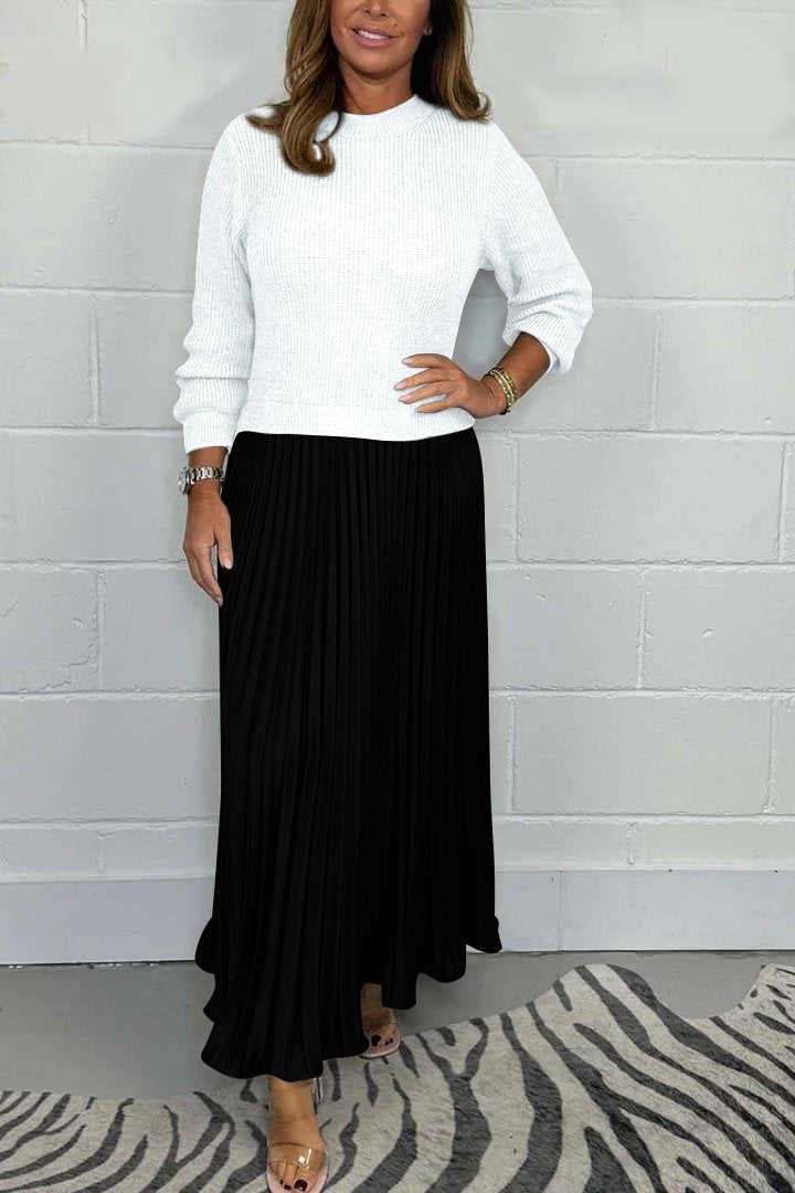 EMILIA | LONG SWEATER WITH PLEATED SKIRT